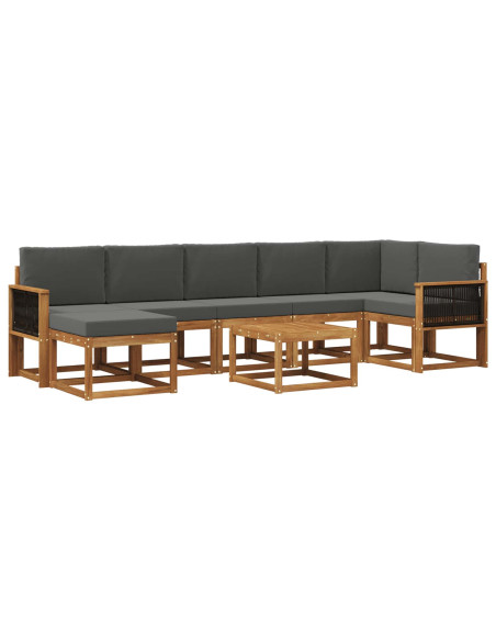 Set di divani da esterno 8 pcs Naturale e Antracite Poliestere