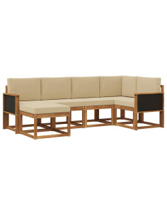 Set di divani da esterno 6 pcs Naturale e Beige