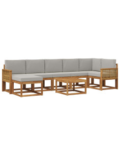 Set di divani da esterno 8 pcs Naturale e Grigio Chiaro