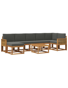 Set di divani da esterno 8 pcs Naturale e Antracite Poliestere