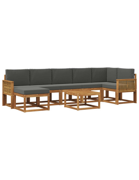 Set di divani da esterno 8 pcs Naturale e Antracite Poliestere