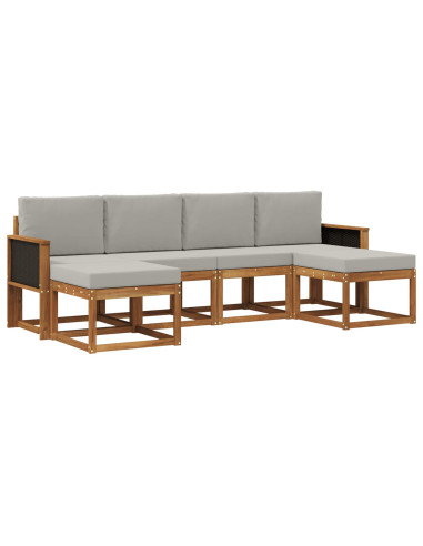 Set di divani da esterno 6 pcs Naturale e Grigio Chiaro