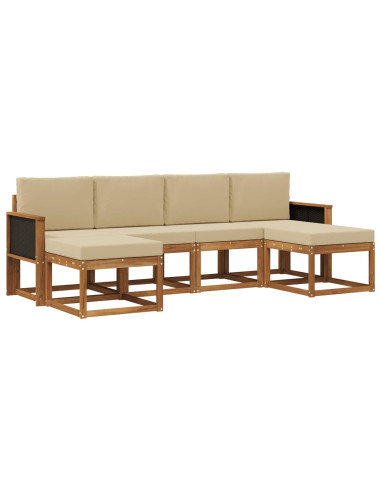 Set di divani da esterno 6 pcs Naturale e Beige Poliestere
