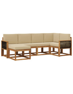 Set di divani da esterno 6 pcs Naturale e Beige
