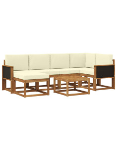 Set di divani da esterno con cuscino 7 pcs Naturale e Crema