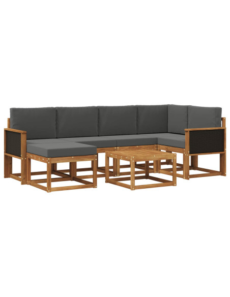Set di divani da esterno con cuscino 7 pcs Naturale e Antracite