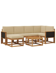Set di divani da esterno con cuscino 7 pcs Naturale e Beige
