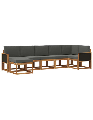 Set di divani da esterno 7 pcs Naturale e Antracite Poliestere