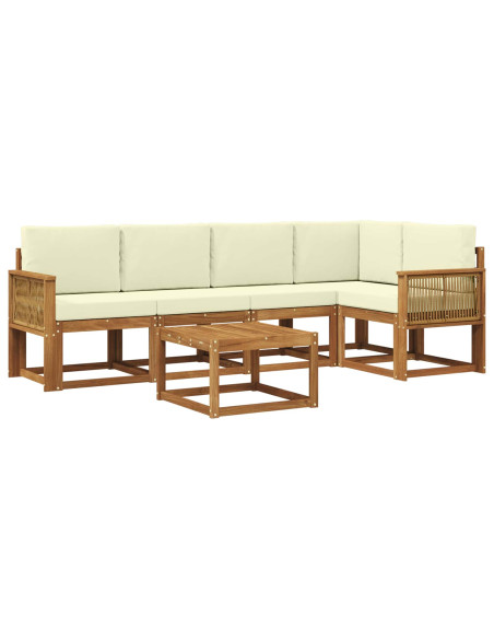 Set di divani da esterno con cuscino 6 pcs Naturale e Crema