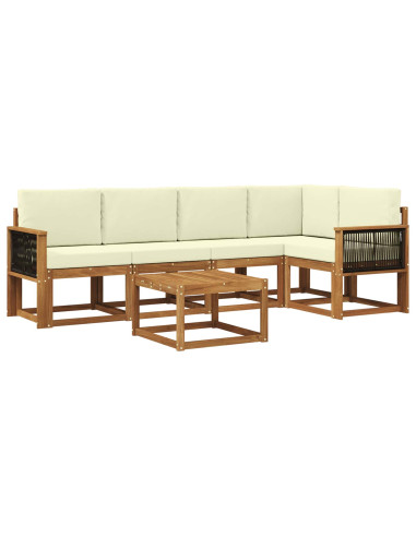 Set di divani da esterno con cuscino 6 pcs Naturale e Crema