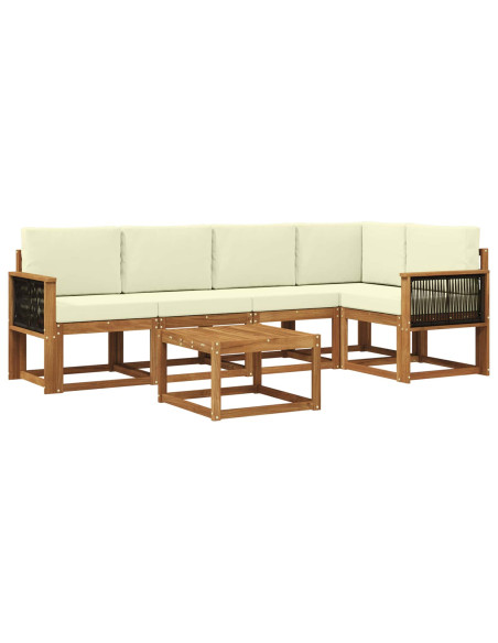 Set di divani da esterno con cuscino 6 pcs Naturale e Crema