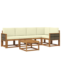 Set di divani da esterno con cuscino 6 pcs Naturale e Crema