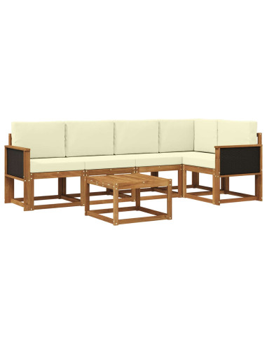 Set di divani da esterno con cuscino 6 pcs Naturale e Crema