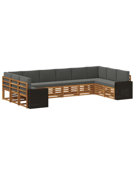 Set di divani da esterno 10 pcs Naturale e Antracite Poliestere