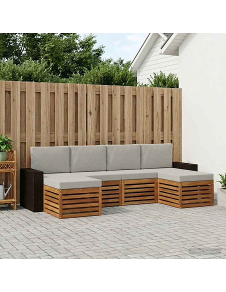 Set divani con cuscino 6 pcs Naturale e Grigio Chiaro