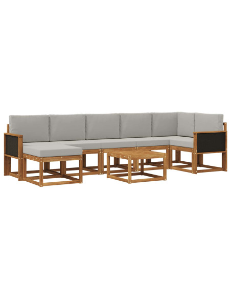 Set di divani da esterno 8 pcs Naturale e Grigio Chiaro