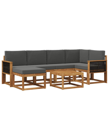 Set di divani da esterno con cuscino 7 pcs Naturale e Antracite