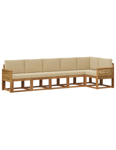 Set di divani da esterno 6 pcs Naturale e Beige Poliestere