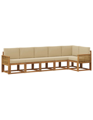 Set di divani da esterno 6 pcs Naturale e Beige Poliestere