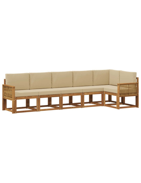 Set di divani da esterno 6 pcs Naturale e Beige Poliestere