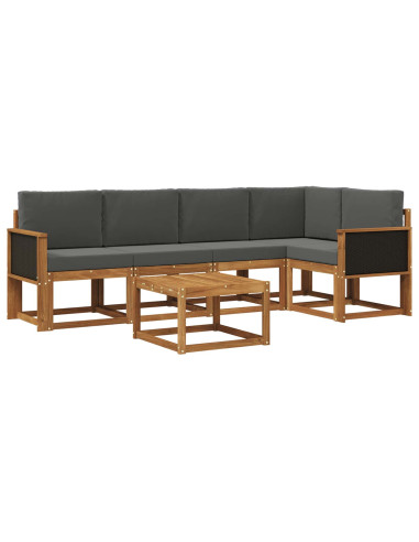 Set di divani da esterno con cuscino 6 pcs Naturale e Antracite