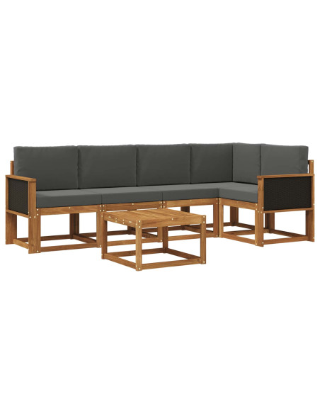 Set di divani da esterno con cuscino 6 pcs Naturale e Antracite