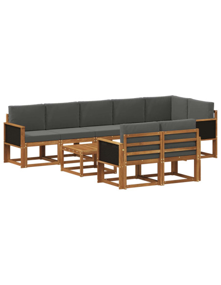 Set di divani da esterno 9 pcs Naturale e Antracite Poliestere
