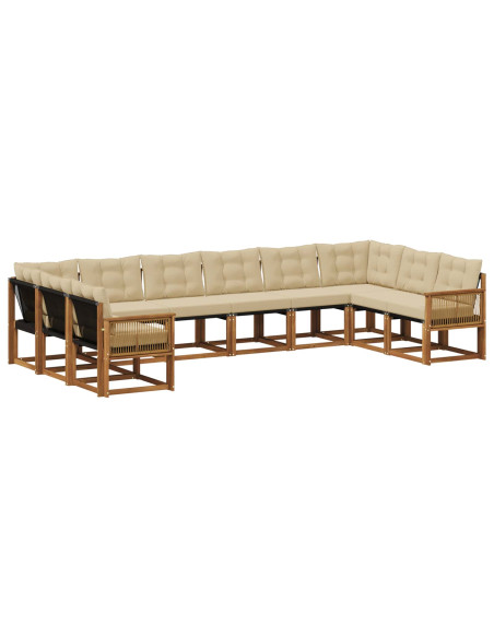 Set di divani da esterno con cuscino 10 pcs Naturale e Beige