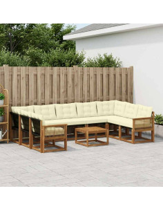 Set di divani da esterno con cuscino 10 pcs Naturale e Crema