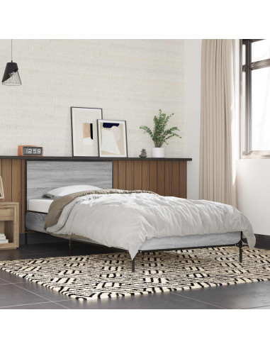 Struttura letto con testata Sonoma grigio 80 x 200 cm
