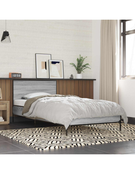 Struttura letto con testata Sonoma grigio 80 x 200 cm