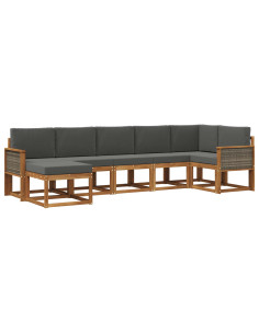 Set di divani da esterno 7 pcs Naturale e Antracite Poliestere