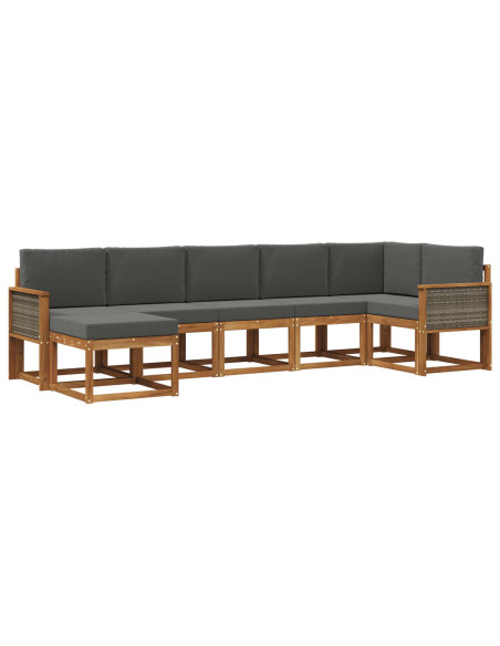 Set di divani da esterno 7 pcs Naturale e Antracite Poliestere