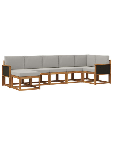 Set di divani da esterno 7 pcs Naturale e Grigio Chiaro