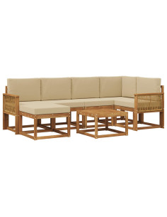 Set di divani da esterno con cuscino 7 pcs Naturale e Beige