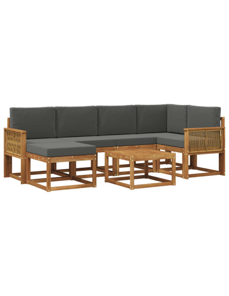 Set di divani da esterno con cuscino 7 pcs Naturale e Antracite