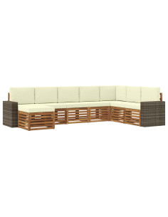 Set di divani da esterno con cuscino 8 pcs Naturale e Crema