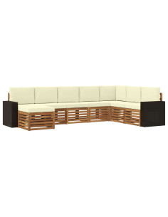 Set di divani da esterno con cuscino 8 pcs Naturale e Crema