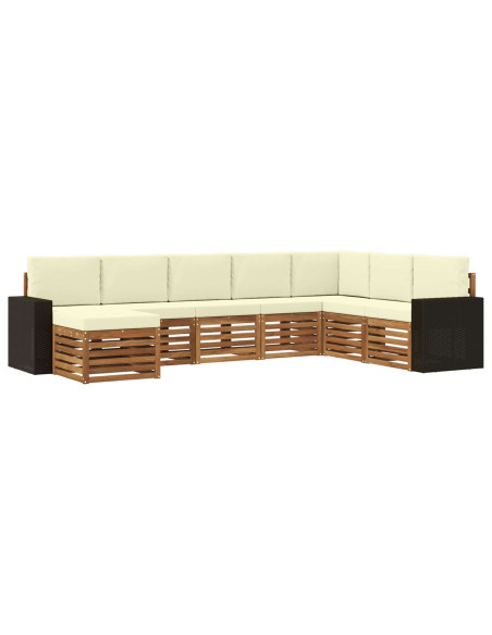 Set di divani da esterno con cuscino 8 pcs Naturale e Crema