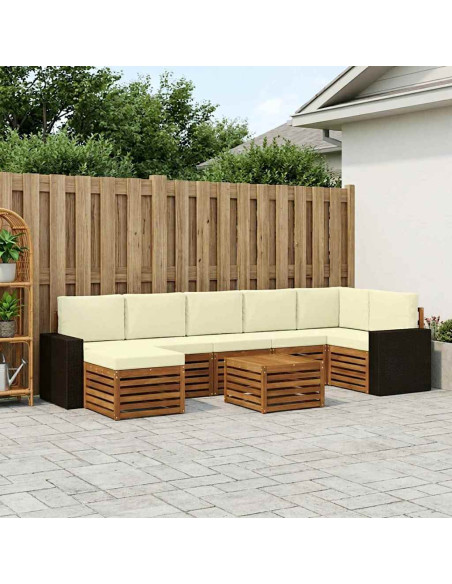 Set di divani da esterno con cuscino 8 pcs Naturale e Crema