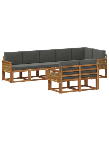Set di divani da esterno 8 pcs Naturale e Antracite Poliestere