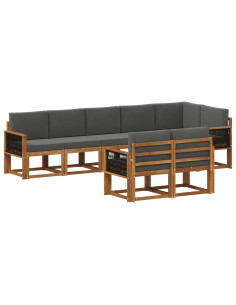 Set di divani da esterno 8 pcs Naturale e Antracite Poliestere