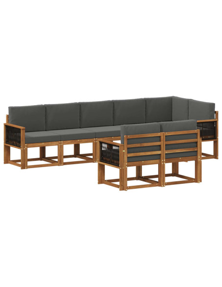 Set di divani da esterno 8 pcs Naturale e Antracite Poliestere
