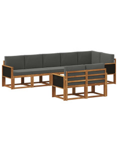 Set di divani da esterno 8 pcs Naturale e Antracite Poliestere