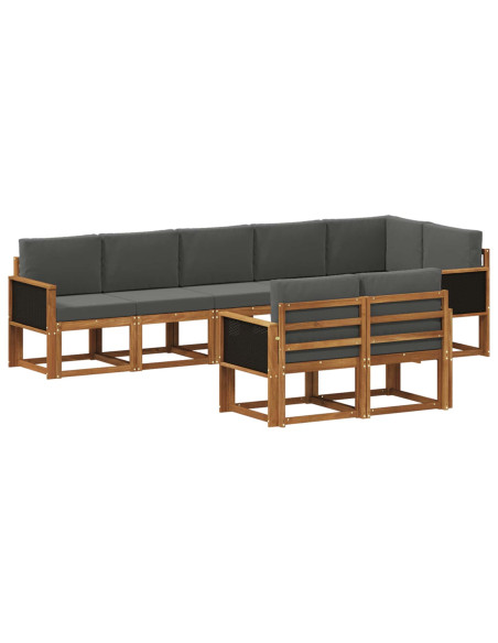 Set di divani da esterno 8 pcs Naturale e Antracite Poliestere