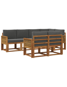 Set di divani da esterno 7 pcs Naturale e Antracite Poliestere