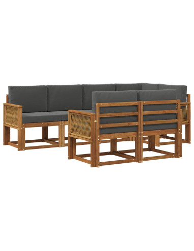Set di divani da esterno 7 pcs Naturale e Antracite Poliestere