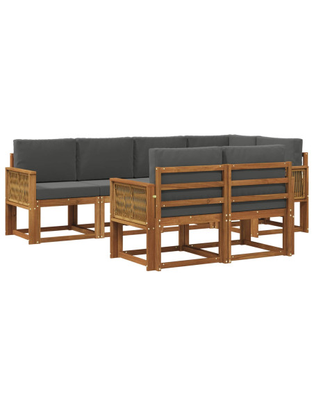 Set di divani da esterno 7 pcs Naturale e Antracite Poliestere