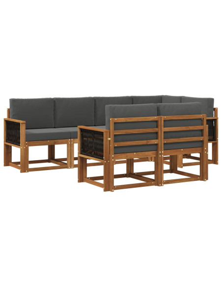 Set di divani da esterno 7 pcs Naturale e Antracite Poliestere