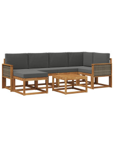 Set di divani da esterno con cuscino 7 pcs Naturale e Antracite